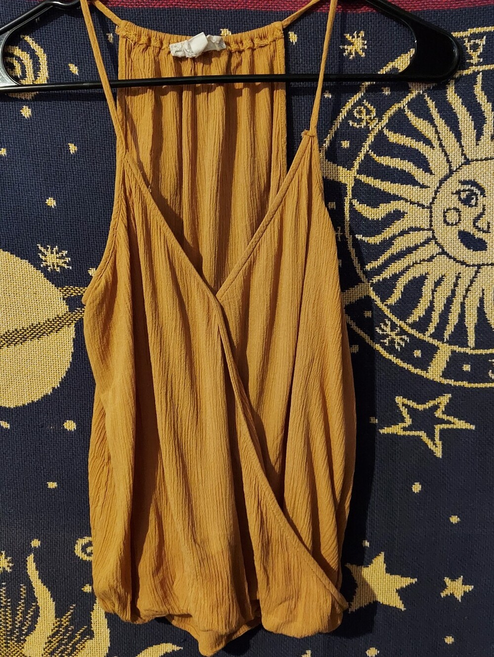 Gold Yellow Sleeveless Wrap Halter Top